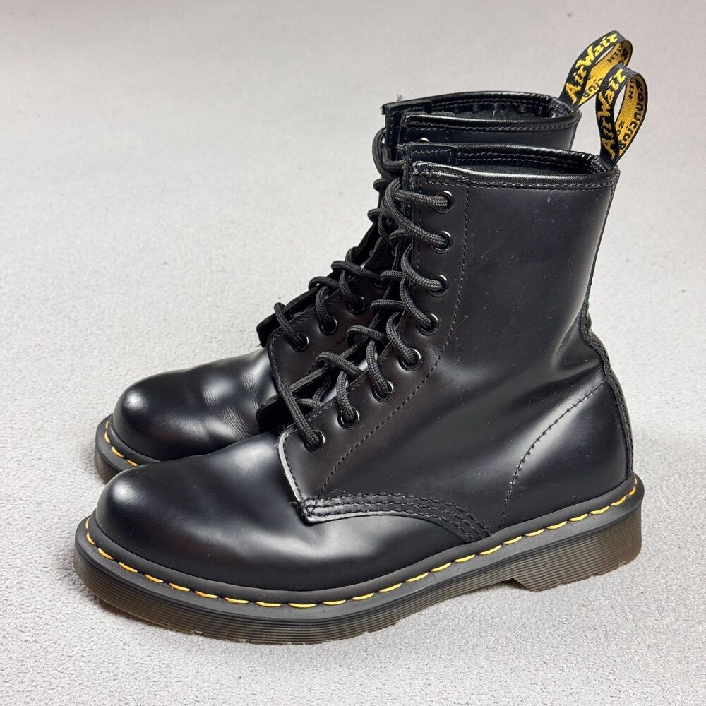 Dr Martens 1460 W Black Leather Boots Womens 7 US 38 EU 5 UK 8-Eye Combat